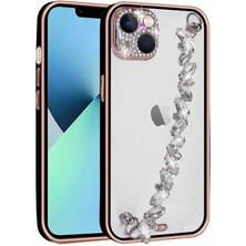 MobaxAksesuar Apple iPhone 13 Kılıf Diamonds Taşlı El Tutmalı Kapak