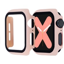 Kny Apple Watch 42MM Için Full Kaplayan Çerçeveli Ekran Koruyucu Gard Kapak Açık Pembe