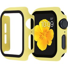 Kny Apple Watch 38MM Için Full Kaplayan Çerçeveli Ekran Koruyucu Gard Kapak Sarı