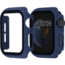 Kny Apple Watch 38MM Için Full Kaplayan Çerçeveli Ekran Koruyucu Gard Kapak Lacivert