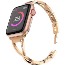 Cool Cold Apple Watch 7-6-Se-5-4-3-2 Seri (38-40-41 ) mm Uyumlu Paslanmaz Çelik Taşlı Ayarlanabilir Pimli Kordon