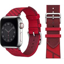 Kny Apple Watch 42 mm Için Renkli Kumaş Desenli Krd-51 Kayış-Kordon