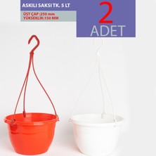 Potsan Askılı Makreme Saksı 5 Lt 2 Adet Kırmızı-Beyaz