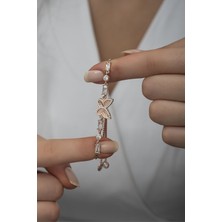 Takıfest 925 Ayar Gümüş Baget Taşlı Kelebek Bileklik