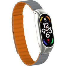 Xiaomi Mi Band 7 Uyumlu Kordon Manyetik Çift Renkli Loop Deri Mıknatıslı Kayış Leather Lüx Magnetic Rainbow Strap