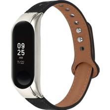 Xiaomi Mi Band 7 Uyumlu Kordon Leather Dikişli Deri Kayış Strap Tokalı Spor Delikli Tam Uyumlu Kordon