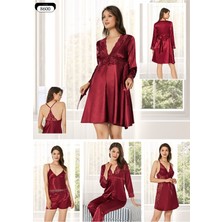 Alissa 8600 Kadın Çeyizlik Saten 6'lı Set-Bordo