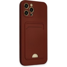 Aqua Aksesuar iPhone 12 Pro Max Kılıf Kartvizitli Yeni Tasarım Soft Dizayn - Bordo