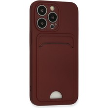 Aqua Aksesuar iPhone 13 Pro Kılıf Kartvizitli Yeni Tasarım Soft Dizayn - Bordo