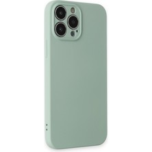 Aqua Aksesuar iPhone 13 Pro Max Kılıf Lansman Içi Kadife Lüx Tasarım Silikon Kapak - Su Yeşili