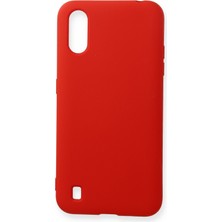 Aqua Aksesuar Samsung Galaxy A01 Kılıf Lansman Içi Kadife Lüx Tasarım Silikon Kapak - Kırmızı