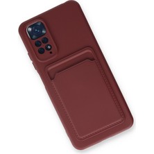 Aqua Aksesuar Xiaomi Redmi Note 11 Kılıf Kartvizitli Yeni Tasarım Soft Dizayn - Bordo