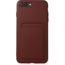 Aqua Aksesuar iPhone 8 Plus Kılıf Kartvizitli Yeni Tasarım Soft Dizayn - Bordo