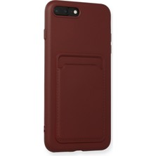 Aqua Aksesuar iPhone 8 Plus Kılıf Kartvizitli Yeni Tasarım Soft Dizayn - Bordo