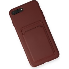 Aqua Aksesuar iPhone 8 Plus Kılıf Kartvizitli Yeni Tasarım Soft Dizayn - Bordo