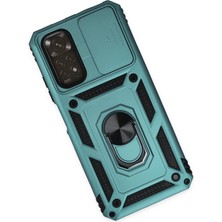 Aqua Aksesuar Xiaomi Redmi Note 11S Kılıf Kamera Korumalı Sürgülü Yüzüklü Armor Military Zırh Tank - Yeşil