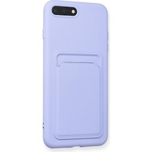 Aqua Aksesuar iPhone 8 Plus Kılıf Kartvizitli Yeni Tasarım Soft Dizayn - Lila