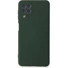 Aqua Aksesuar Samsung Galaxy A22 Kılıf Lansman Içi Kadife Lüx Tasarım Silikon Kapak - Koyu Yeşil