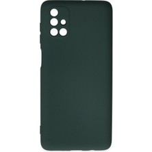 Aqua Aksesuar Samsung Galaxy M51 Kılıf Lansman Içi Kadife Lüx Tasarım Silikon Kapak - Koyu Yeşil