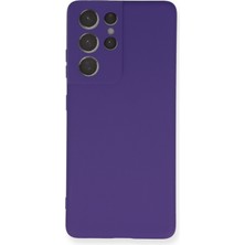 Aqua Aksesuar Samsung Galaxy S21 Ultra Kılıf Lansman Içi Kadife Lüx Tasarım Silikon Kapak - Mor