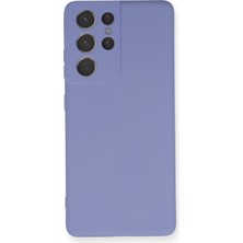 Aqua Aksesuar Samsung Galaxy S21 Ultra Kılıf Lansman Içi Kadife Lüx Tasarım Silikon Kapak - Lila
