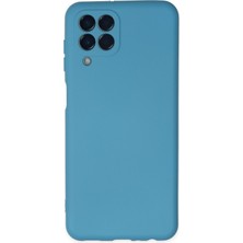 Aqua Aksesuar Samsung Galaxy M33 Kılıf Lansman Içi Kadife Lüx Tasarım Silikon Kapak - Mavi