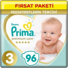 Prima Premium Care Bebek Bezi Fırsat Paketi 3 Beden 6-10 kg 96'lı