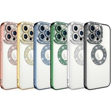 Iphone 13 Pro Max  Uyumlu Kılıf Kamera Lens Korumalı Kristal Parlak Gbox Taşlı Halkalı Lens Çerceveli Pırlanta Lüx Bayan Case Gösterişli Arkası Şeffaf Kenar Parlak