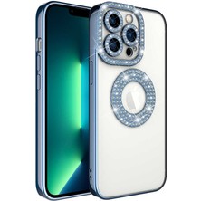 Iphone 12 Pro  Uyumlu Kılıf Kamera Lens Korumalı Kristal Parlak Gbox Taşlı Halkalı Lens Çerceveli Pırlanta Lüx Bayan Case Gösterişli Arkası Şeffaf Kenar Parlak