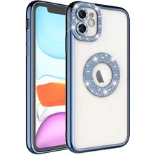 Iphone 12  Uyumlu Kılıf Kamera Lens Korumalı Kristal Parlak Gbox Taşlı Halkalı Lens Çerceveli Pırlanta Lüx Bayan Case Gösterişli Arkası Şeffaf Kenar Parlak