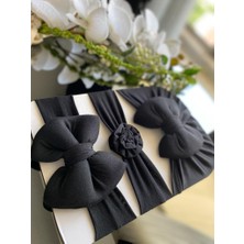 Cherub Accessories Kız Bebek Fiyonklu Bone Bandana 3lü Set