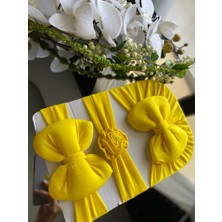 Cherub Accessories Kız Bebek Fiyonklu Bone Bandana 3lü Set