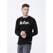 Lee Cooper Zayne Erkek %100 Pamuk O Yaka Uzun Kol T-Shirt Siyah