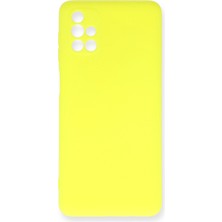 Aqua Aksesuar Samsung Galaxy M51 Kılıf Lansman Içi Kadife Lüx Tasarım Silikon Kapak - Sarı