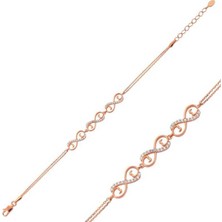 925 Gümüş Gümüş Üç Kalpli Sonsuzluk Bayan Bileklik