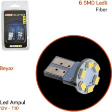 Carub 12V T10 Ampul 6 Smd Ledli Fiber Beyaz BR0400207