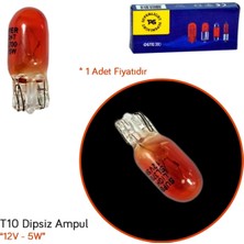 Tas 12V T10 Ampul Büyük Dipsiz 5W Amber SL3700 (10 Lu)