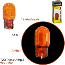 Tas Flösher 12V T20 Ampul Büyük Dipsiz 21W Amber (93 Tipi) Fls 219007-AG (10 Lu)