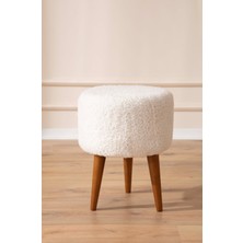 Elissa Home Peluş Puf Ahşap Ayak