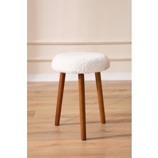 Elissa Home Retro Ağaç Ayak Rahat Oturum Alanlı Puf Tabure Bench Makyaj Pufu