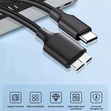 PrimeX Plus PX-610 1.5 Metre Type C To Micro USB B Kablo, Type C Harici Harddisk Kablosu, Type C Micro B Kablo, Type C USB B Kablo