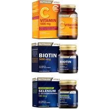 Nutraxin Vitals C Vitamini 1000 Mg 30 Tablet, Biotin 5000 Mcg 30 Tablet, Selenium 100 Mcg 100 Tablet