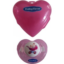 Babytime 509 Kalpli Emzik Saklama Kabı + Koruyucu Kapaklı Damaklı Emzik 6-18 Ay (2 No) Pembe