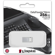 Kingston 256GB Datatraveler Micro DTMC3G2/256GB 200MB/S Metal USB 3.2 Gen 1 USB Flash Bellek