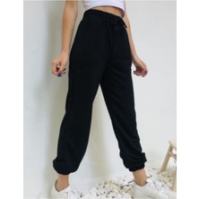 DAXİS Sportwear Company  Kadın Siyah Düz Altı Lastikli Eşofman Altı