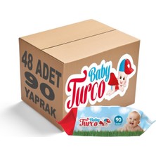 Baby Turco Islak Havlu Mendil Klasik 90 Yaprak 48’li Set Plastik Kapaklı 4320 Yaprak