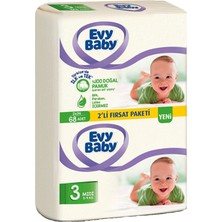Evy Baby Bebek Bezi Beden:3 (5-9 Kg) Midi 408 Adet (6'lı Set) (2'li Fırsat Paket Serisi)