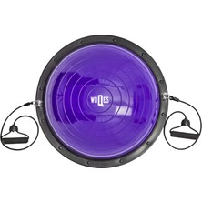 WOQES Bosu Ball Yarı Pilates Topu Sıkılaştırma Denge Aleti 60 cm Direnc Lastikli Pompa Hediyeli Mor