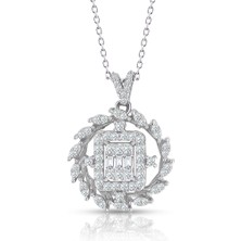 Lilarote 0.60 Ct. Modern Tasarım Baget Kare Tektaş Kolye