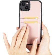 Bouletta Apple iPhone 14 Plus Uyumlu Deri Kartlıklı Arka Kapak Nu2 Pembe